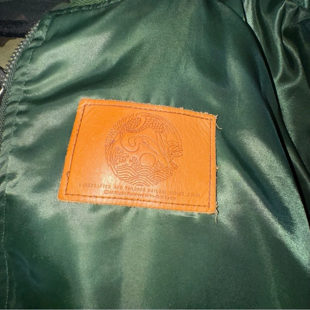 IRO Iroochi Reversible Camo Green Bomber Jacket Embroidered Tiger‎ Floral 2XL